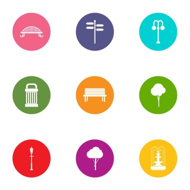 Çalılar Icons set, düz stil