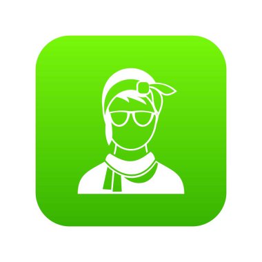 Hipster kadın simgesi dijital yeşil