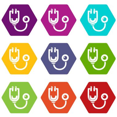 9 vektör stetoskop Icons set