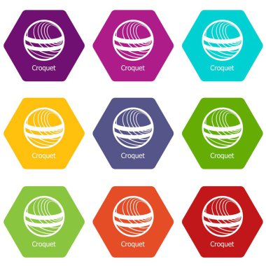 9 vektör kroket Icons set