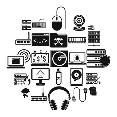 Komut satırı Icons set, basit tarzı