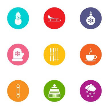 Kış tür simgeler ayarla, stil düz