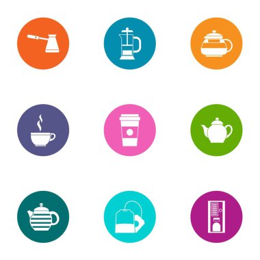 Kapuçino Icons set, düz stil