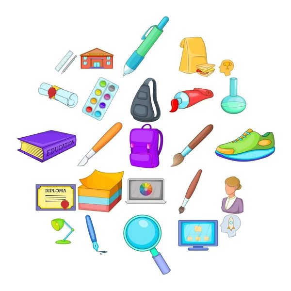 Schoolbook Icons set, karikatür tarzı