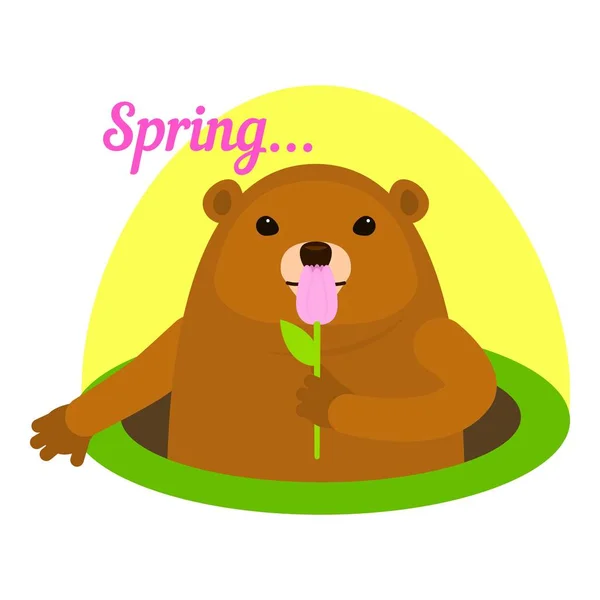 Groundhog Spring Icon Flat Illustration Groundhog Spring Vector Icon Web — Stock Vector