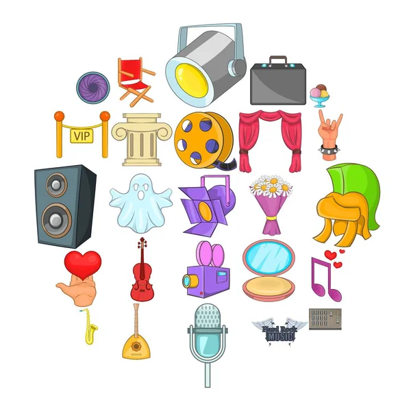 Conjunto de iconos de música, estilo de dibujos animados — Vector de stock