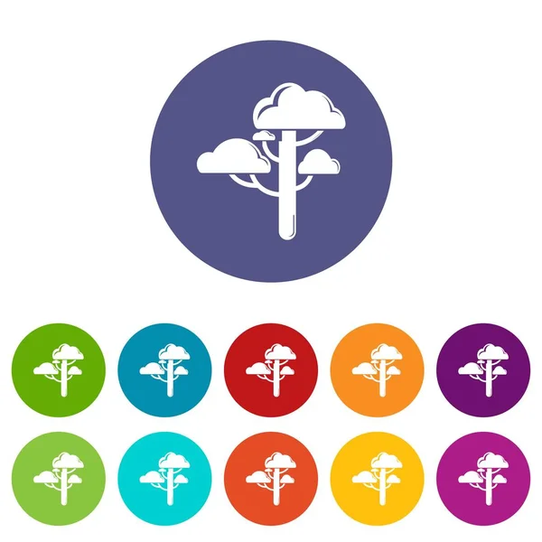 Nube árbol iconos conjunto vector de color — Vector de stock