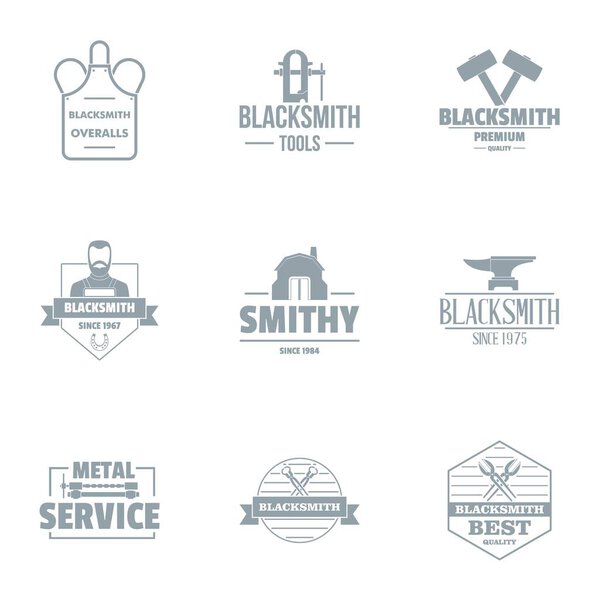 Metallically service logo set, simple style