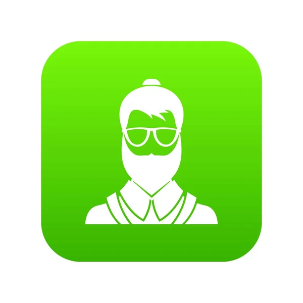 Hipsster homme icône numérique vert — Image vectorielle
