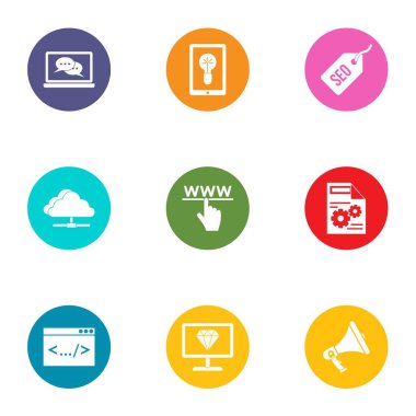 Uzak makine Icons set, düz stil