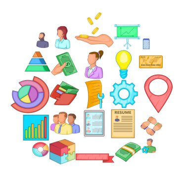 Arkadaş grubu Icons set, karikatür tarzı