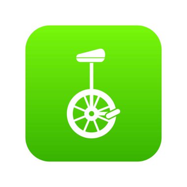 Tek tekerlekli sirk bisikletine simgesi dijital yeşil