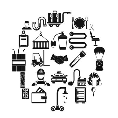 Üretim Icons set, basit tarzı