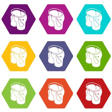 9 vektör kadın kot Icons set