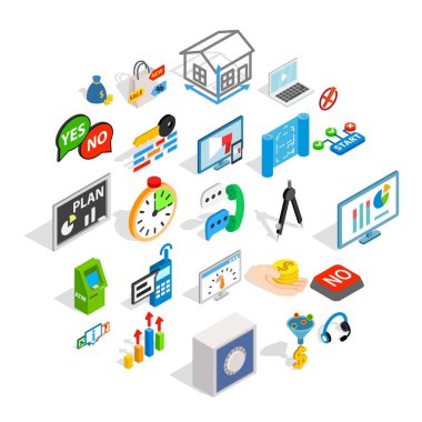 Patent Icons set, izometrik stili