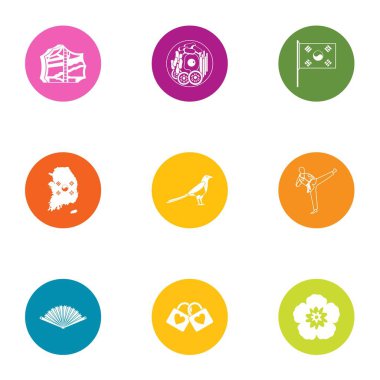 Kore ülke simgeleri ayarla, stil düz