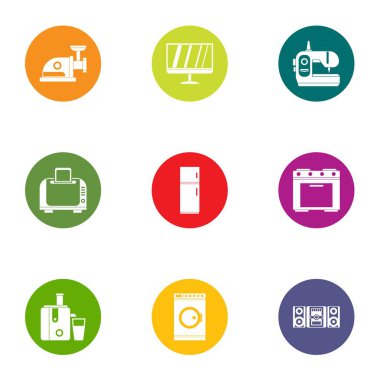 Mutfak Icons set, düz stil vermek