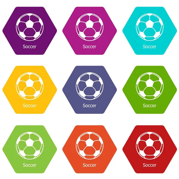 Soccer ball icons set 9 vector — Stock Vector