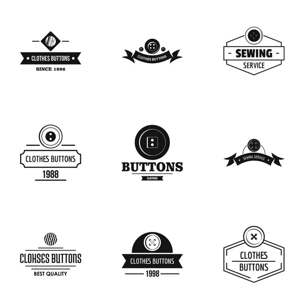 Button production logo set, simple style — Stock Vector