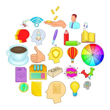 Reklam Ajansı simgeler ayarla, tarzı çizgi film