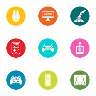 Oyun gerçeklik Icons set, düz stil