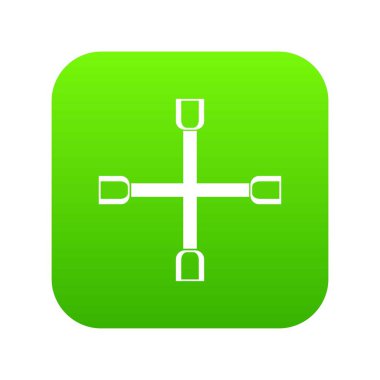 Tekerlek İngiliz anahtarı simgesini dijital yeşil çapraz