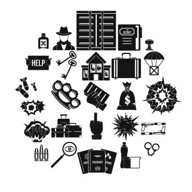 Suçu Icons set, basit tarzı