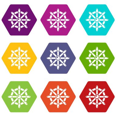 9 vektör çark Icons set