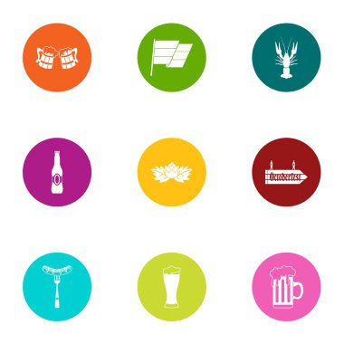 Bira bir gün Icons set, düz stil