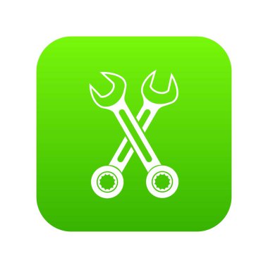 Çapraz somun anahtarları simgesi dijital yeşil