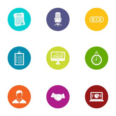 Bilgisayar simgeleri set, düz stil çalışması