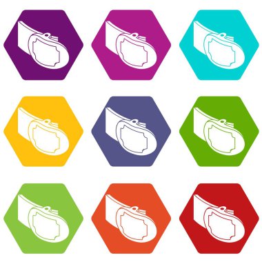 9 vektör metal kemer tokası Icons set