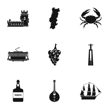 Portekiz Cumhuriyeti Icons set, basit tarzı