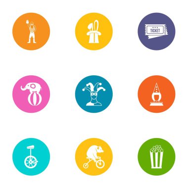 Sirk gün Icons set, düz stil