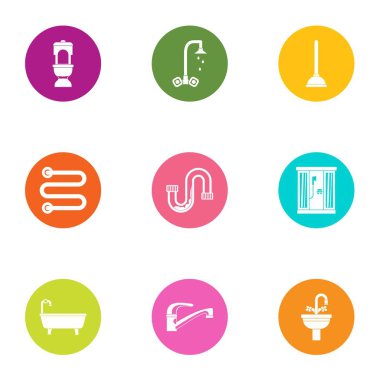 Floş Icons set, düz stil