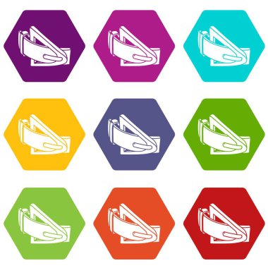 9 vektör moda kemer Icons set