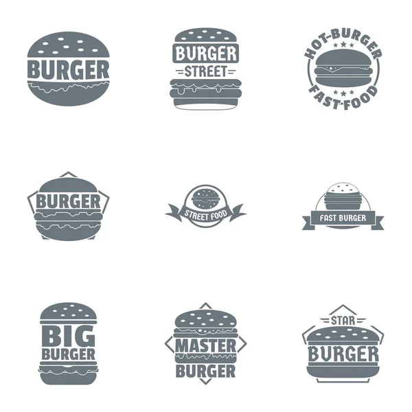 Cheeseburger logo zestaw, prosty styl — Wektor stockowy