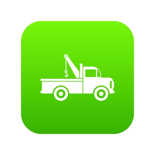 Coche remolque camión icono digital verde — Archivo Imágenes Vectoriales