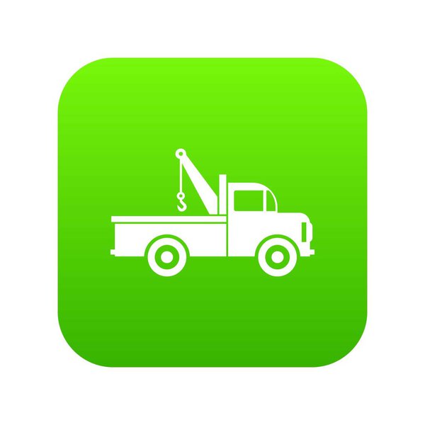 Car towing truck icon digital green