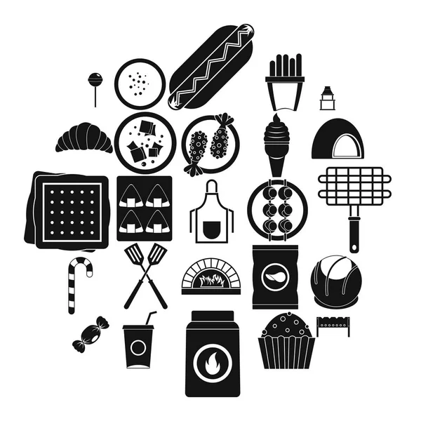 Overeating icons set, simple style — Stock Vector
