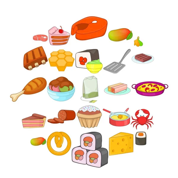 Sushi set ikony, kreslený styl — Stockový vektor