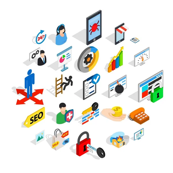 SEO Optimizasyon Icons set, izometrik stili