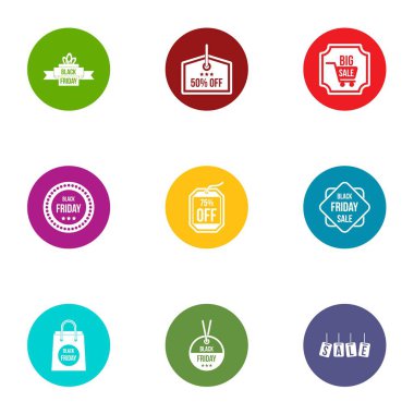 Kupon kodu Icons set, düz stil