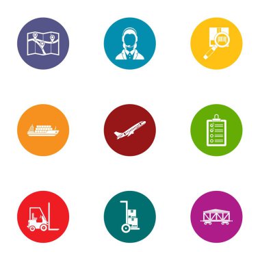 Hareket Icons set, düz stil