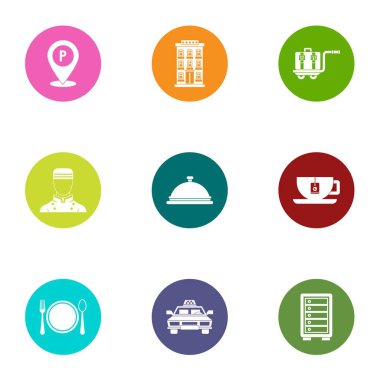 Taksi teslim Icons set, düz stil