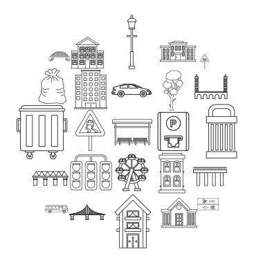 Temiz enerji Icons set, anahat stili