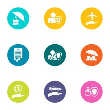 Parasal tedavi Icons set, düz stil