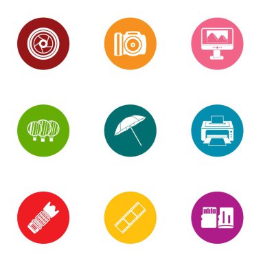 Fotoğraf Icons set, düz stil