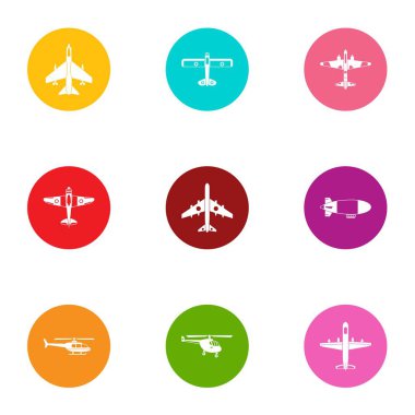 Helikoptere Icons set, düz stil