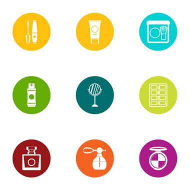 İnsan güzellik Icons set, düz stil